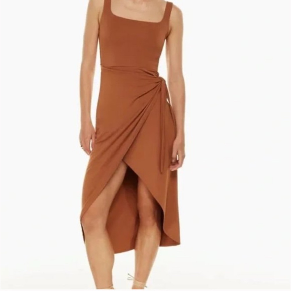 Aritzia Wilfred Rust Wrap Dress